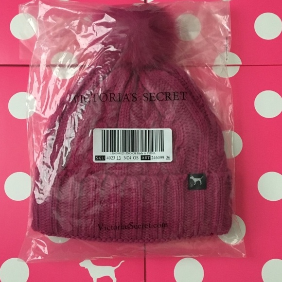 PINK VS Cable Knit Sherpa Lined Beanie New With Tag main image 8